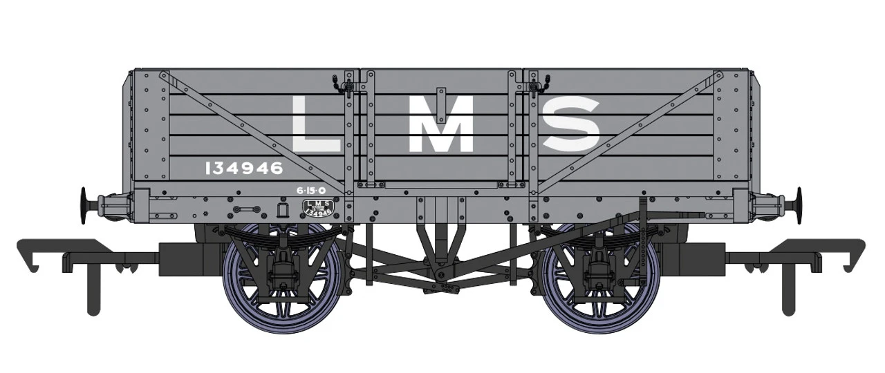Rapido Trains OO Gauge LMS Dia 1666 Open Wagon - No.134946 LMS Grey 937003 3 Rapido Trains OO Gauge LMS Dia 1666 Open Wagon - No.134946 LMS Grey 937003