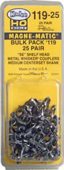 Kadee HO Gauge No.119 SE Whisker Bulk Pack Magne-Matic Couplers (25pr)